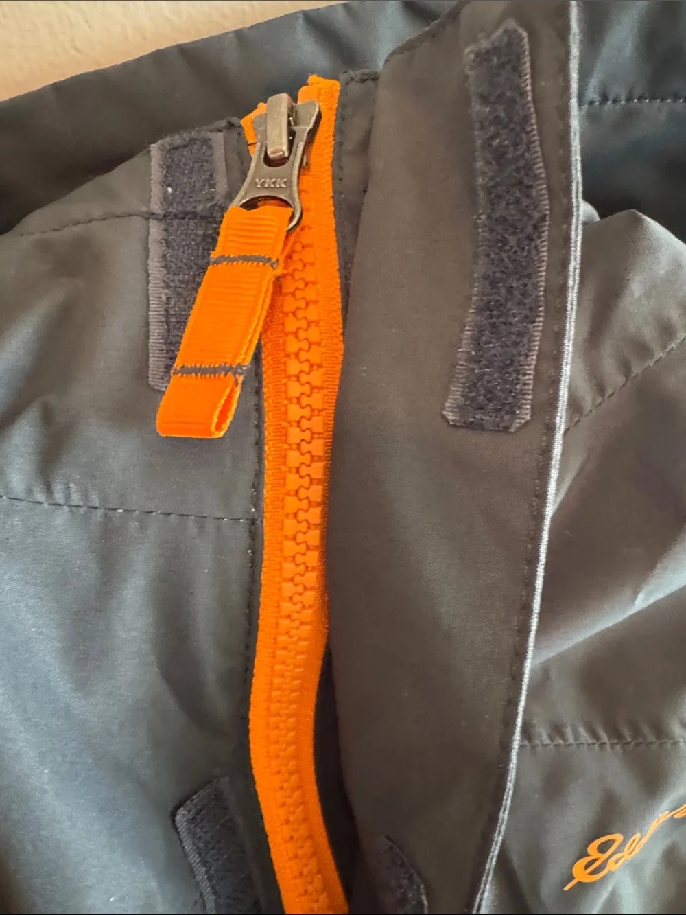 Eddie Bauer Boys’ Hooded Rainfoil Jacket SZ large-14-16 Slate Blue  Orange Lined
